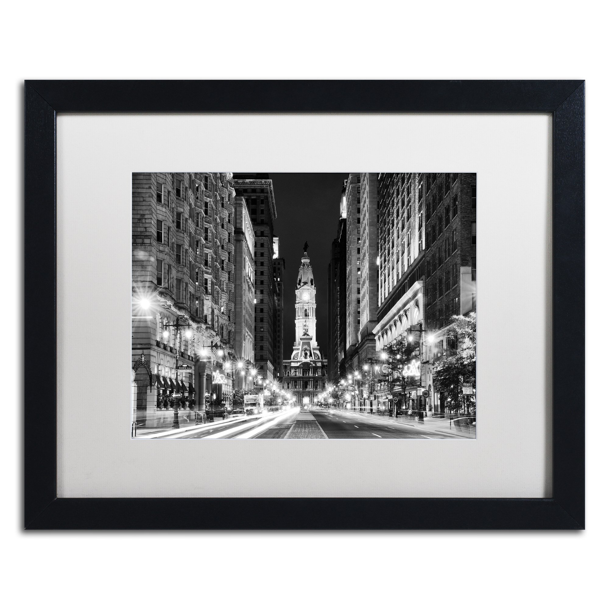 Trademark Fine Art City Hall Philadelphia by Philippe Hugonnard White Matte Black Frame 16x20-Inch