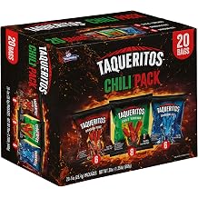 Taqueritos Rolled Chips Chili Pack, Taqueritos Variety Pack, Chile Toreado, Dragon Fire, Dragon Ice, 1 oz Pack of 20