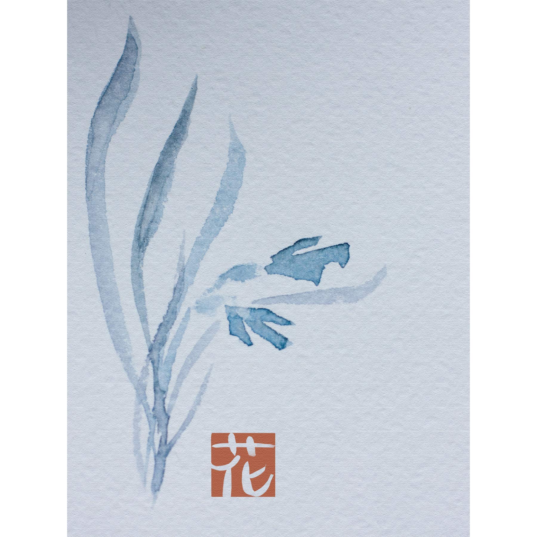 Wee Blue Coo Japanese Watercolour Flower Texture Art Print Poster Wall Decor