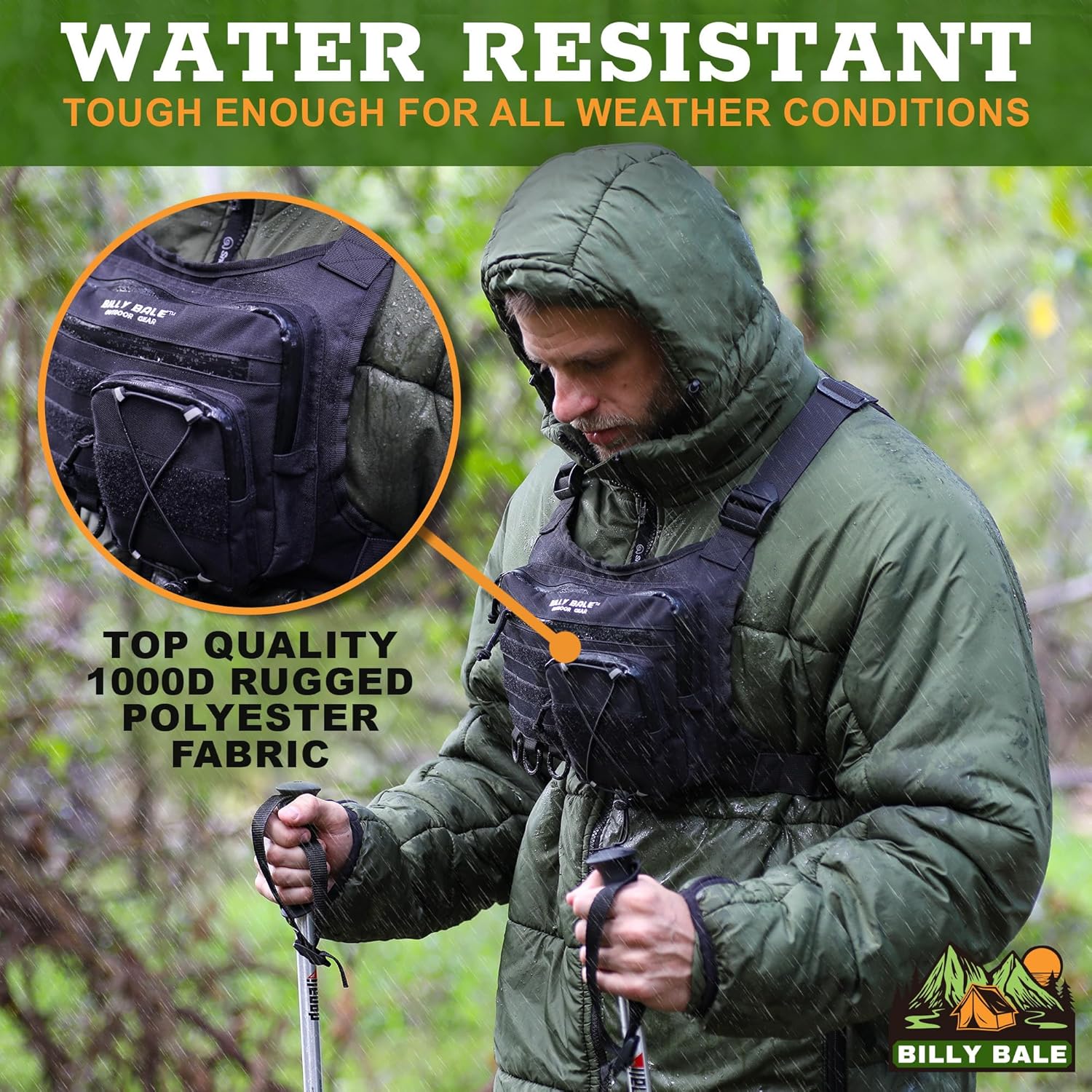 Billy Bale Sports Chest Bag – Lightweight, Outdoor Water-Resistant Adjustable EDC Front Tactical Pack for Hunting, Hiking, Running, Cycling, Travel - Compact & Durable Vest For Men & Women