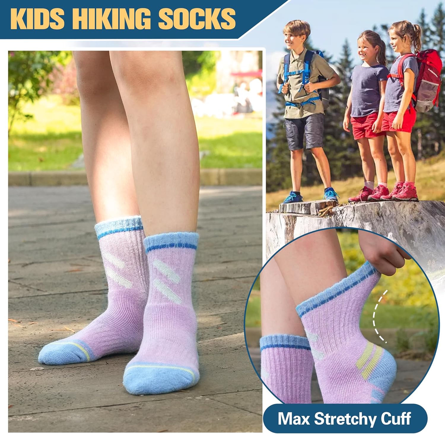 MOGGEI Kids Merino Wool Hiking Socks Boys Girls Toddler Thermal Winter Warm Thick Cushioned Moisture Wicking Socks 6 Pairs - Image 5