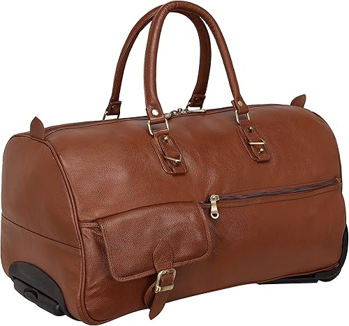 Miniatura 5 de Bolso de lona de cuero para hombres y mujeres tamaño cabina (marrón), Beige Bronceado, Equipaje