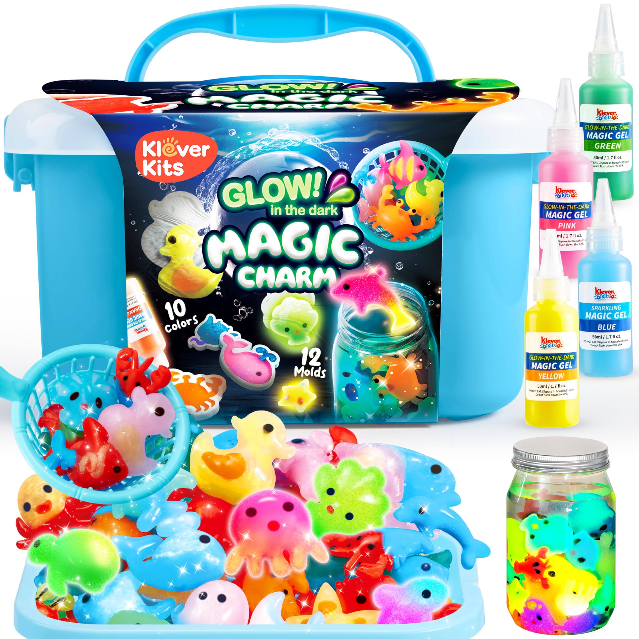 Klever Kits Magic Water Elf Toy Craft Kits for Kids, DIY Aqua Fairy Water Gel Kit, Make Your Own Water Pets Toys with 10 Magic Gels and 12 Molds, DIY Craft Kits, Birthday Gifts for Boys Girls Ages 3+