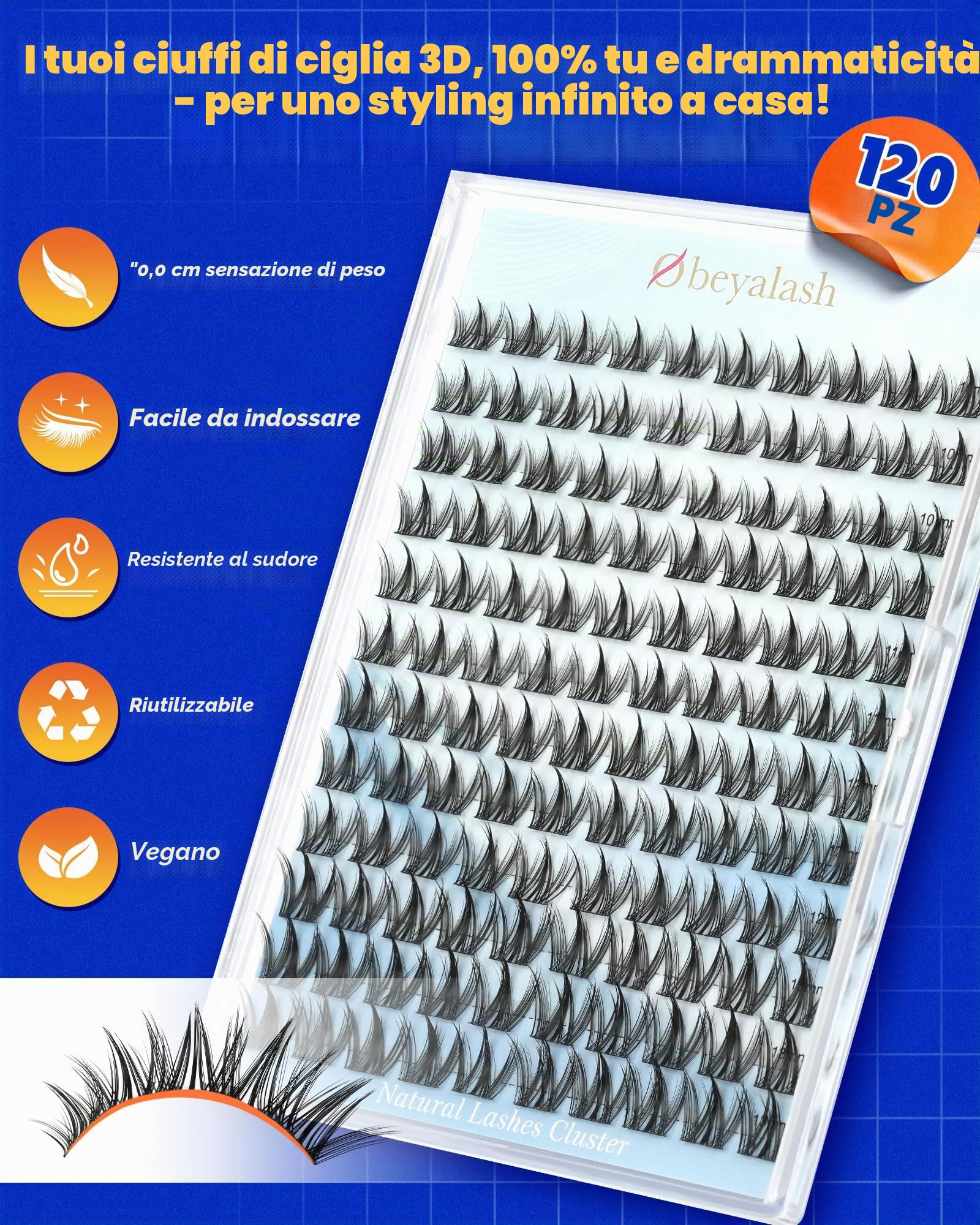Obeyalash Manga Kit Ciglia Extension, Ciglia Finte Ciuffetti a Grappolo 10mm 11mm 12mm 13mm mix DIY Lashes Cluster con Pinzette (K004)