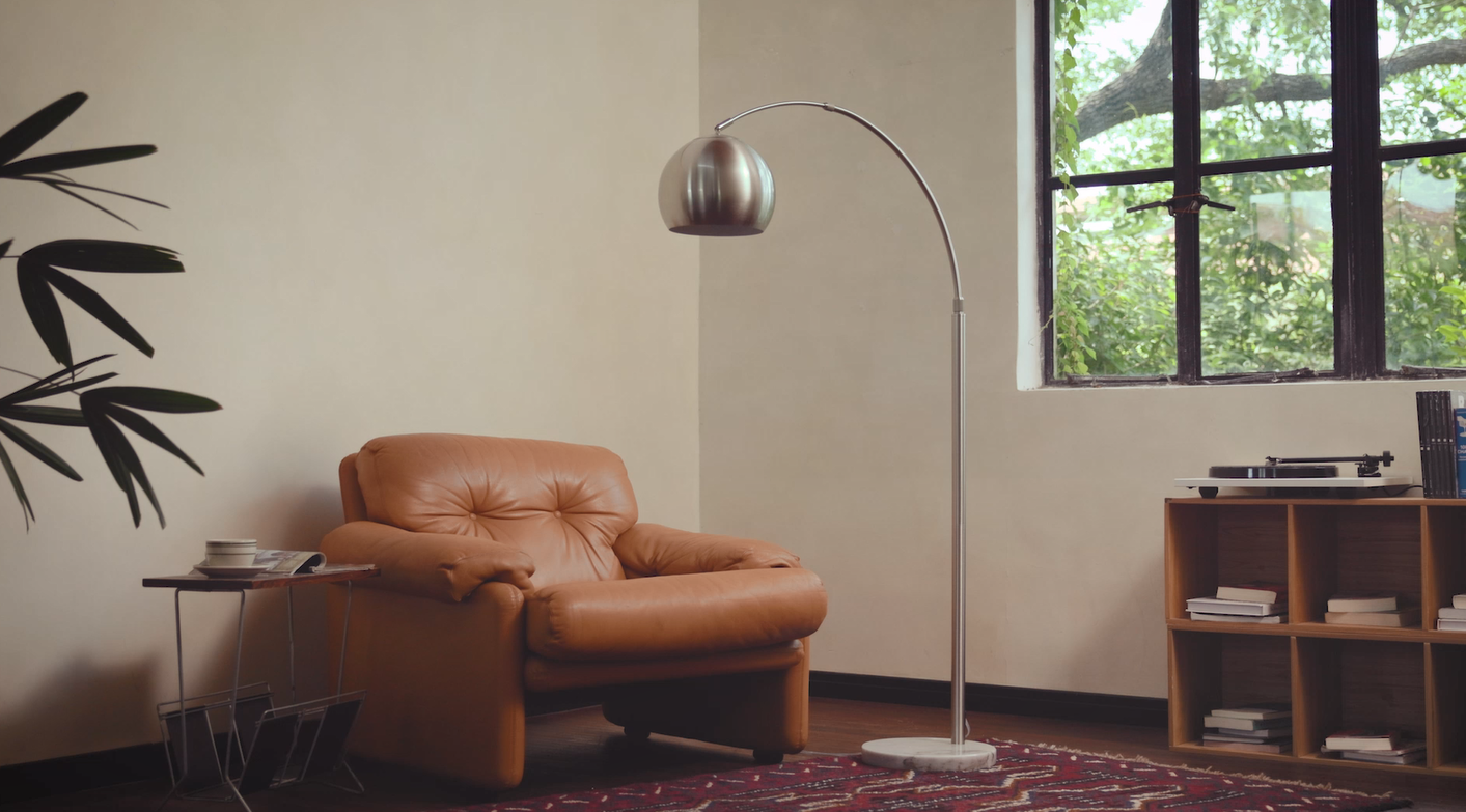 CO-Z Modern Floor Lamp for Living Room, Brushed Nickel Arc Floor