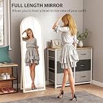 HOMCOM 64" x 21" Full Length Mirror, Free Standing, Leaning or Wall Full Body Mirror with Faux Stone Frame and Arched Top for Living Room, Bedroom, White