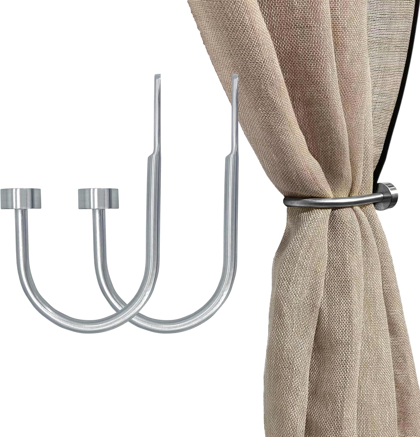 Quality Curtain Holdbacks, Solid Steel Curtain Holdback with Disk Finial,Electroplate Finishes, Set of 2 Window Curtain Tieback Hooks, Warm Gold