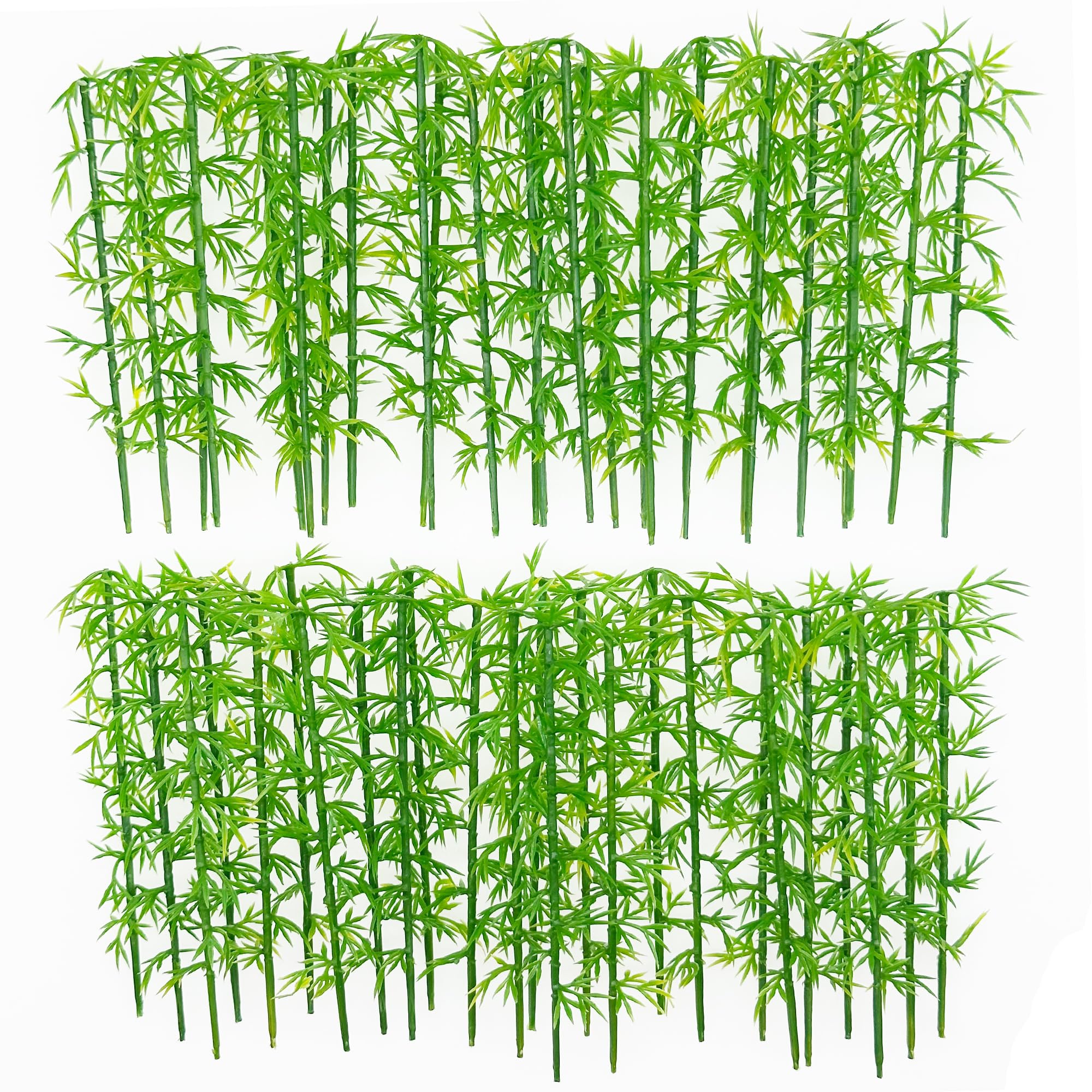 Attuslla Model Miniature Bamboo Trees, Green Plastic Bamboo Trees for Building Model, Home Miniature Landscape Landform Diorama Project (50 PCS, 10cm)