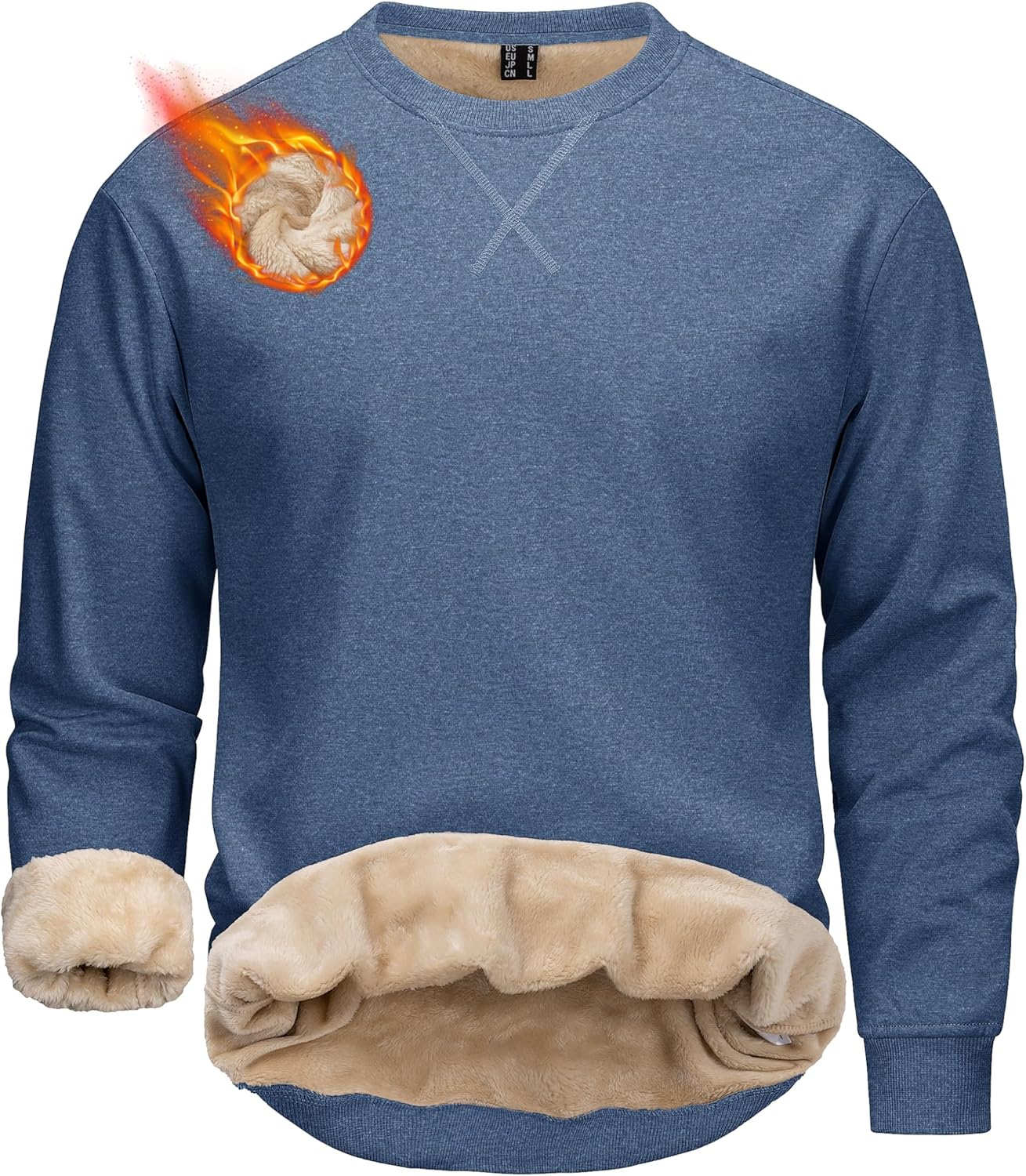 MAGCOMSEN Men's Crewneck Sweatshirt Sherpa Lined Casual Fleece Pullover Thermal Winter Warm Heavyweight Cotton SweatShirts