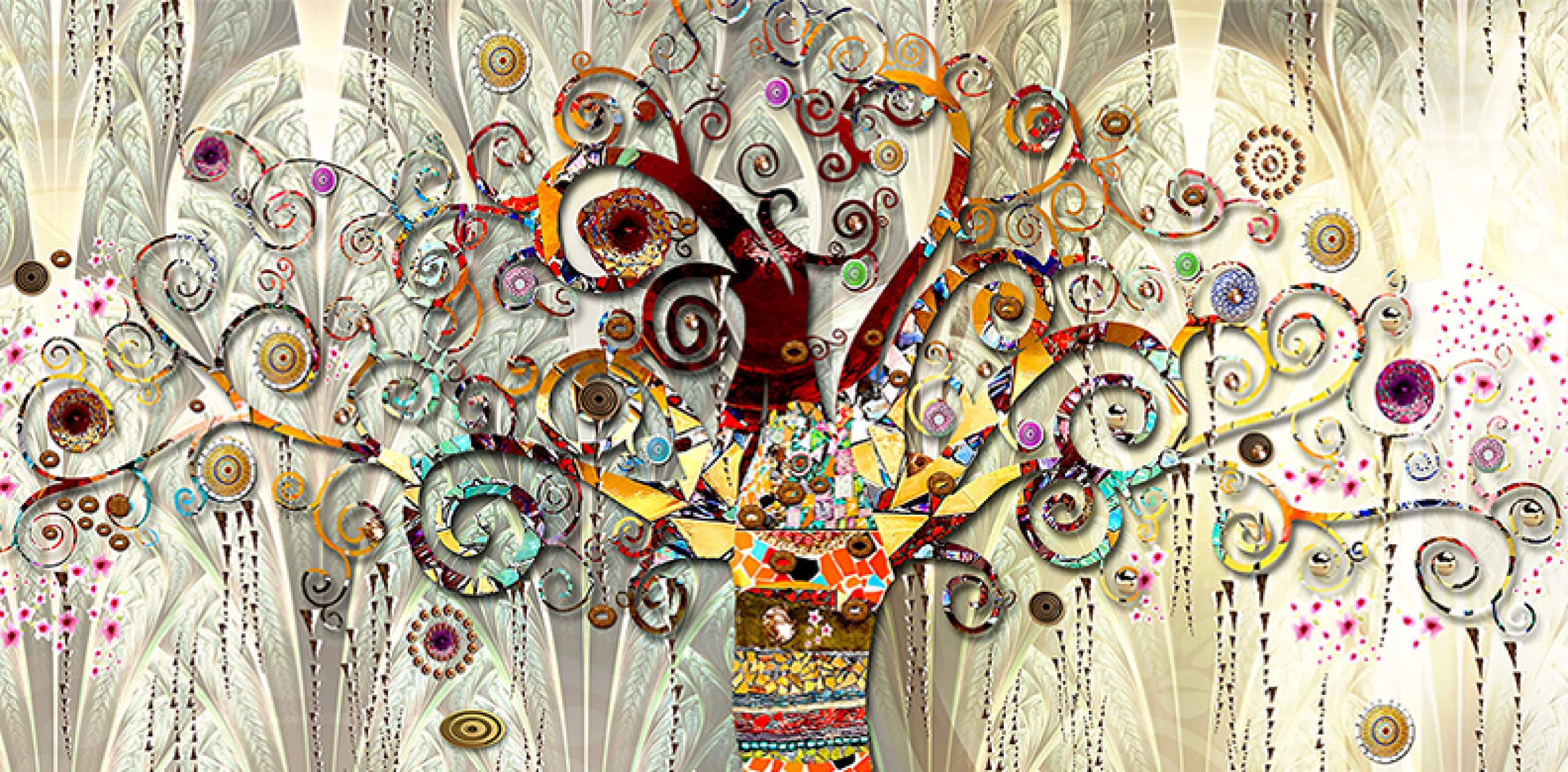 ★秀作★手書き油絵 クリムト 生命の木 （大）額付き 絵画 インテリア 油彩画 ☆B級品☆手書き油絵 クリムト 生命の木 特大 インテリア 絵画