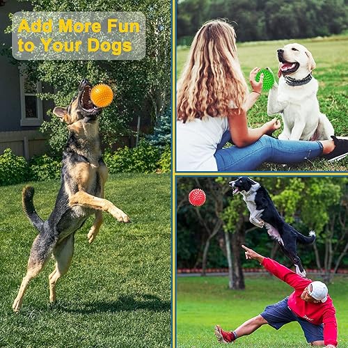 Miniatura 7 de Paquete de 12 bolas chirriantes de juguete para perros de 3.5 pulgadas, bolas de juguete para perros grandes, grandes, medianos y pequeños, para