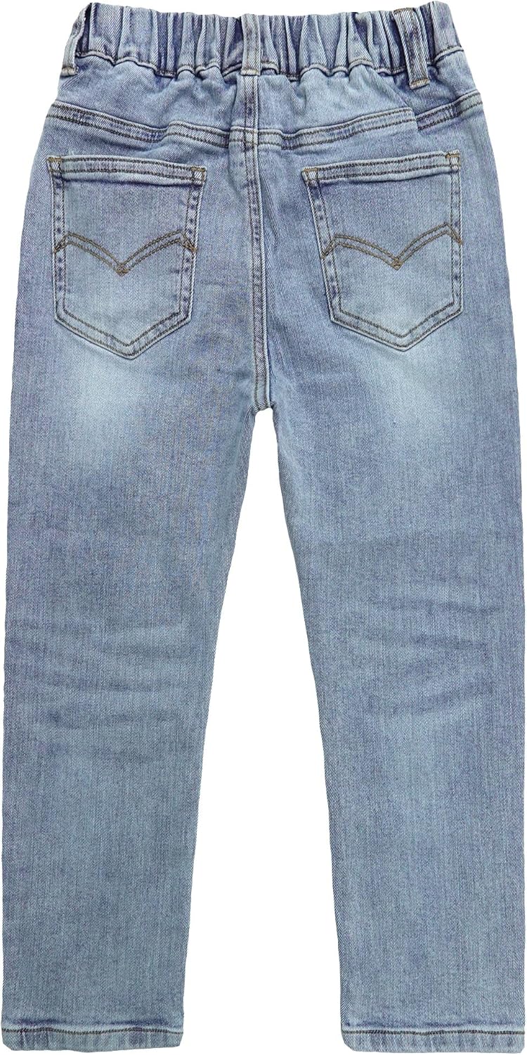 KIDSCOOL SPACE Girls Slim Fit Pull On Jeans,Ribbed Waistband Stretch Denim Pants - Image 2