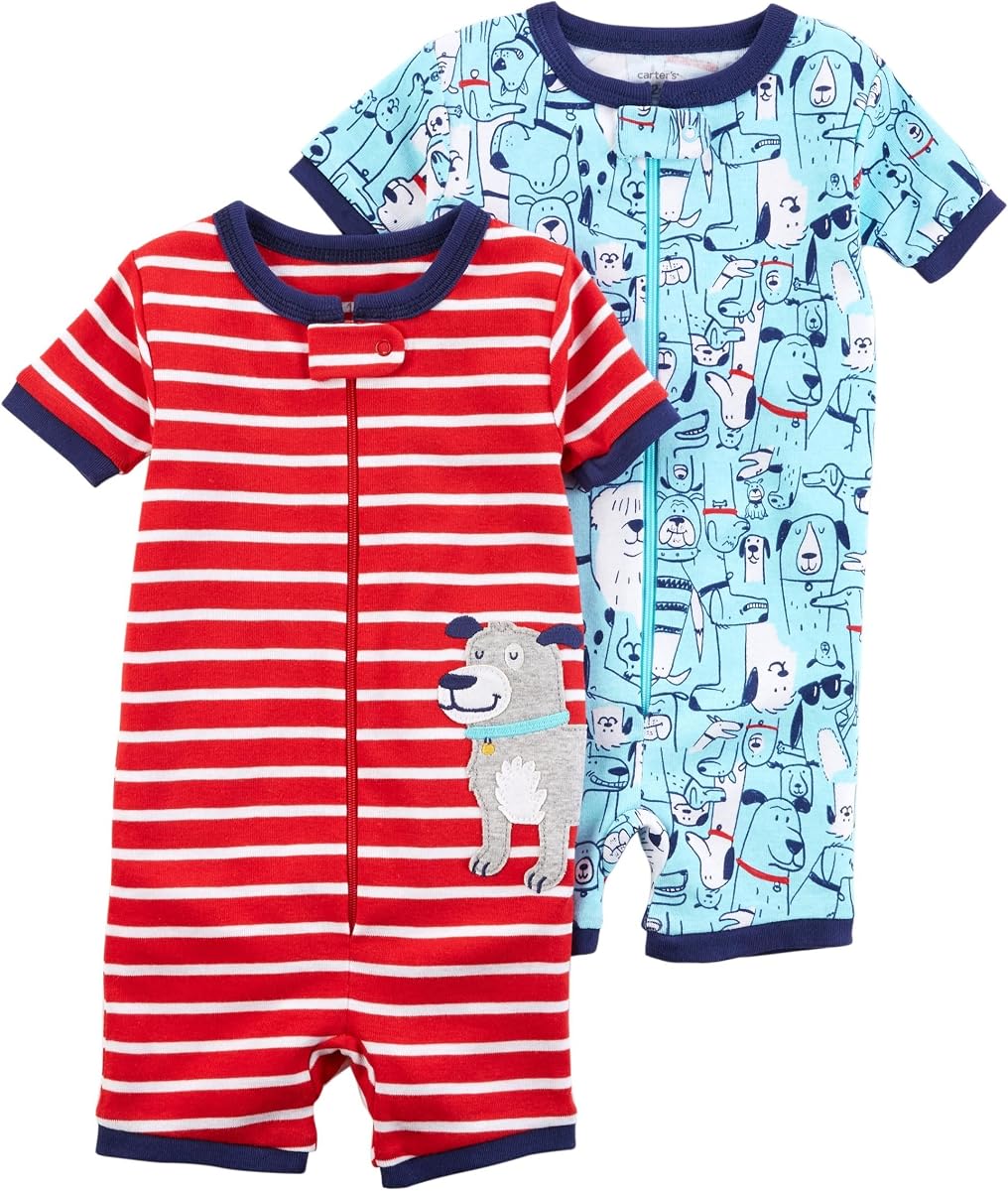 Carter's Boys' 2-Pack Zip-up Snug Fit Cotton Romper PJs