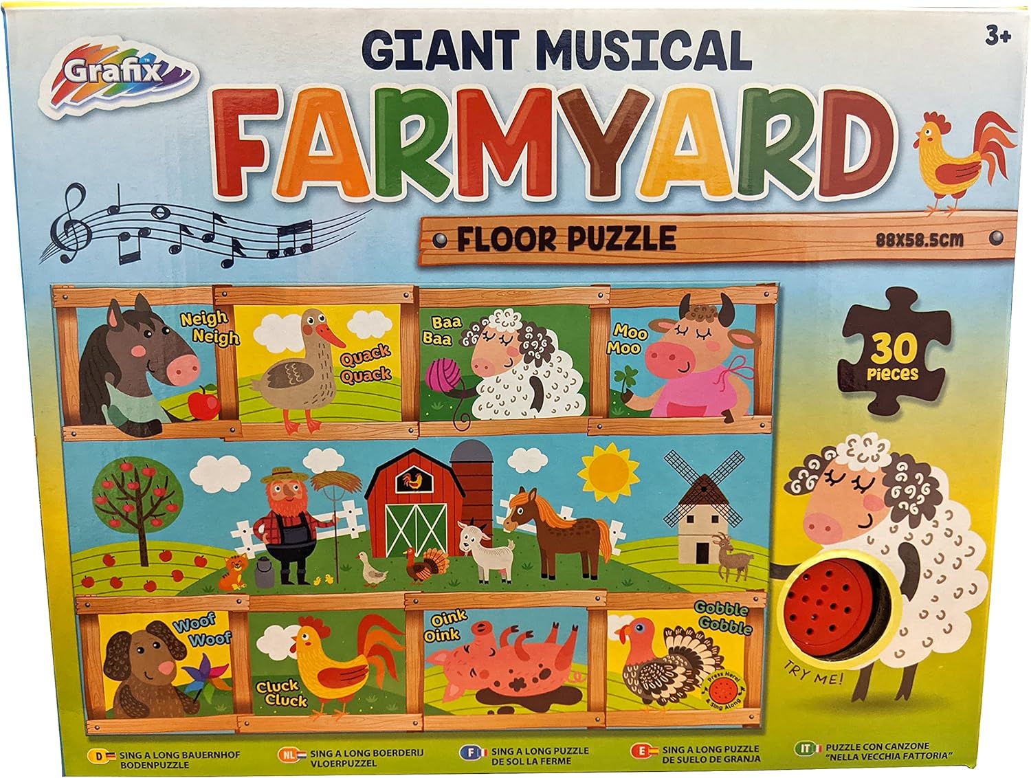 Grafix Giant Musical Farmyard Floor Puzzle Kids Old MacDonald Sing