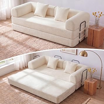 79 Convertible Futon Sofa Bed, Boneless Couch for Living Room