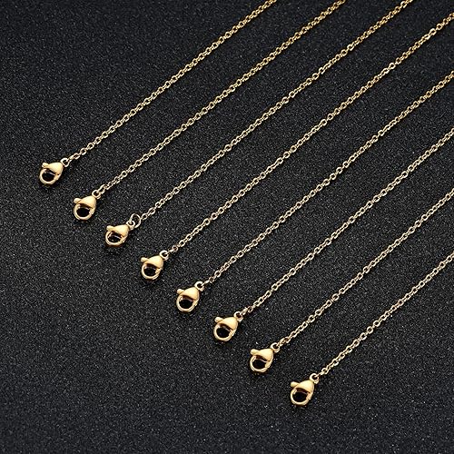 Miniatura 5 de Cadena de acero inoxidable para fabricación de joyas cadenas de collar LUCKYPADS a granel de 0.059 in chapadas en oro, cadenas finas 20 unidades de