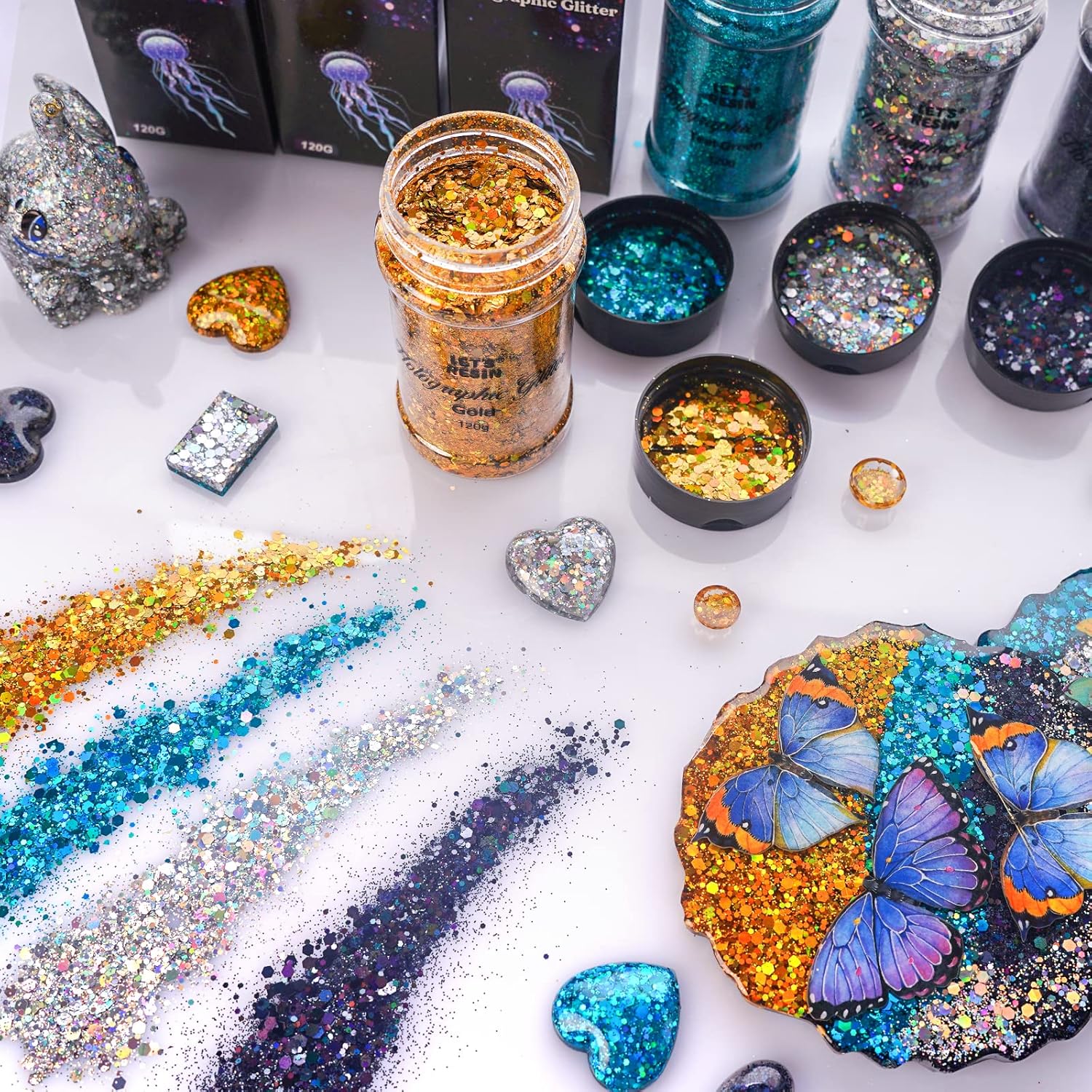 LET'S RESIN Holographic Chunky Glitter, 120G Silver Resin Glitter for Epoxy Resin/Festive Decor, High Flashing Holographic Glitter Perfect for Slime, DIY Crafts,Tumbler, Nail Art : Arts, Crafts & Sewing