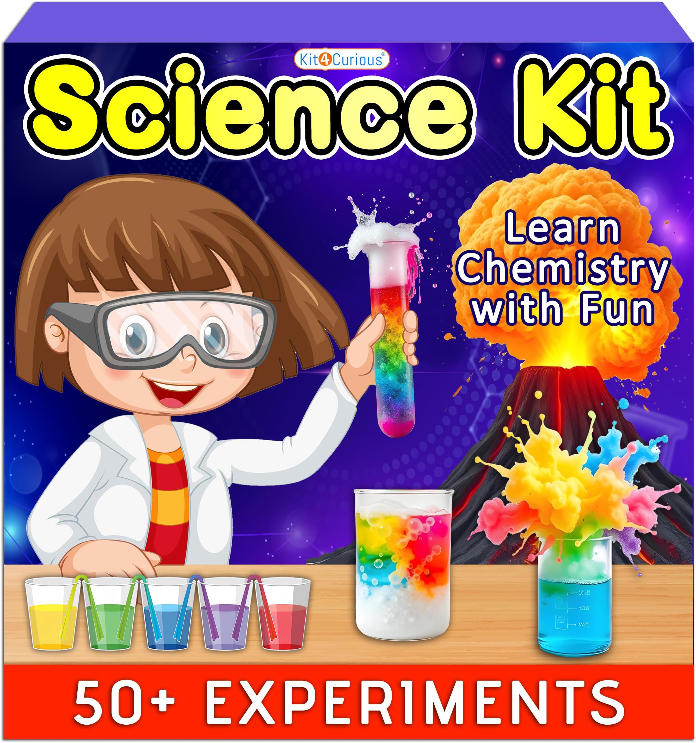 Kit4Curious® Science Chemistry Experiment Kit -Birthday Gift for Boys Girls, Smart Learning STEM Educational Lab Toy for 6-14 Year Olds