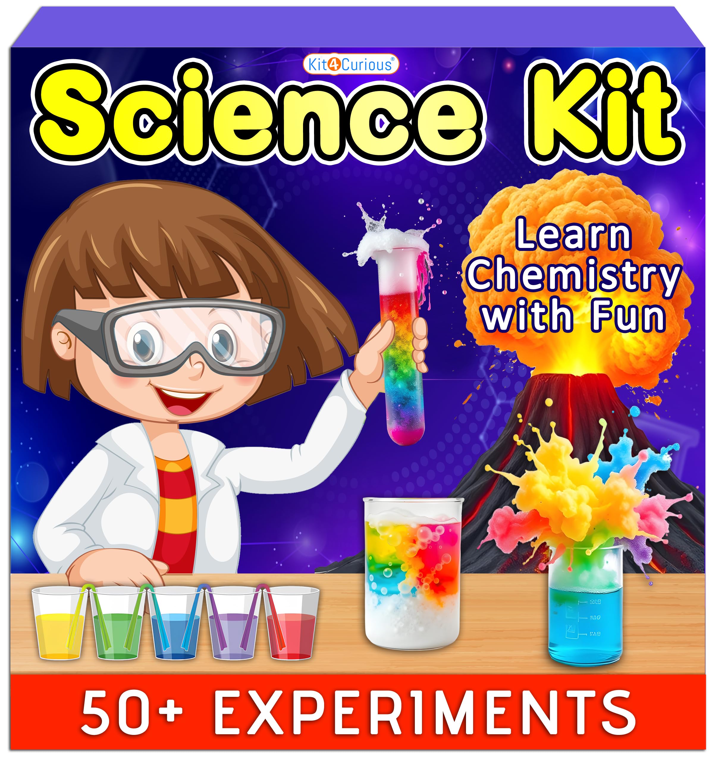 Kit4Curious® Science Chemistry Experiment Kit -Birthday Gift for Boys Girls, Smart Learning STEM Educational Lab Toy for 6-14 Year Olds