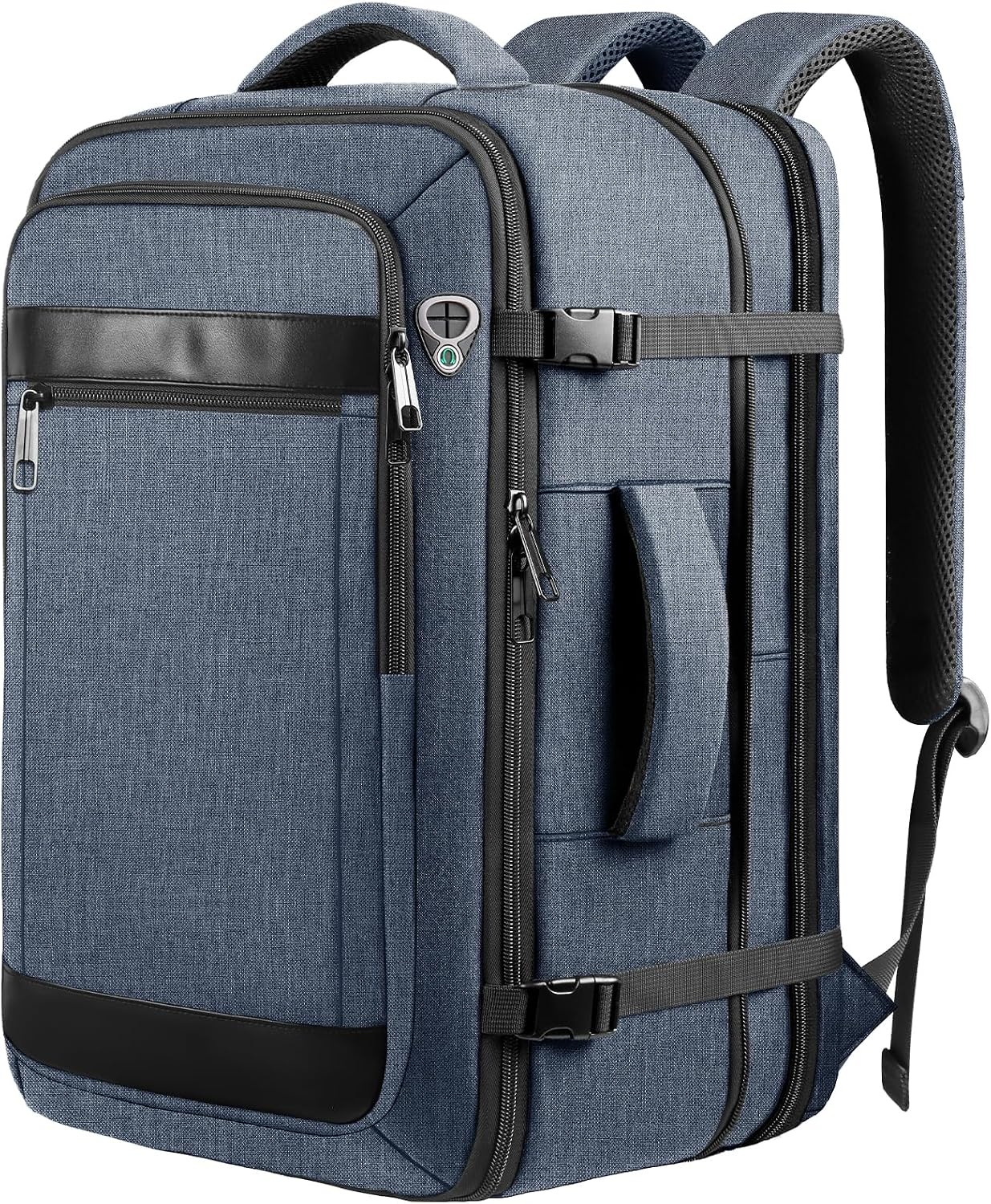 50L-64L Expandable Laptop Backpack Durable Carry On Travel Bag Blue