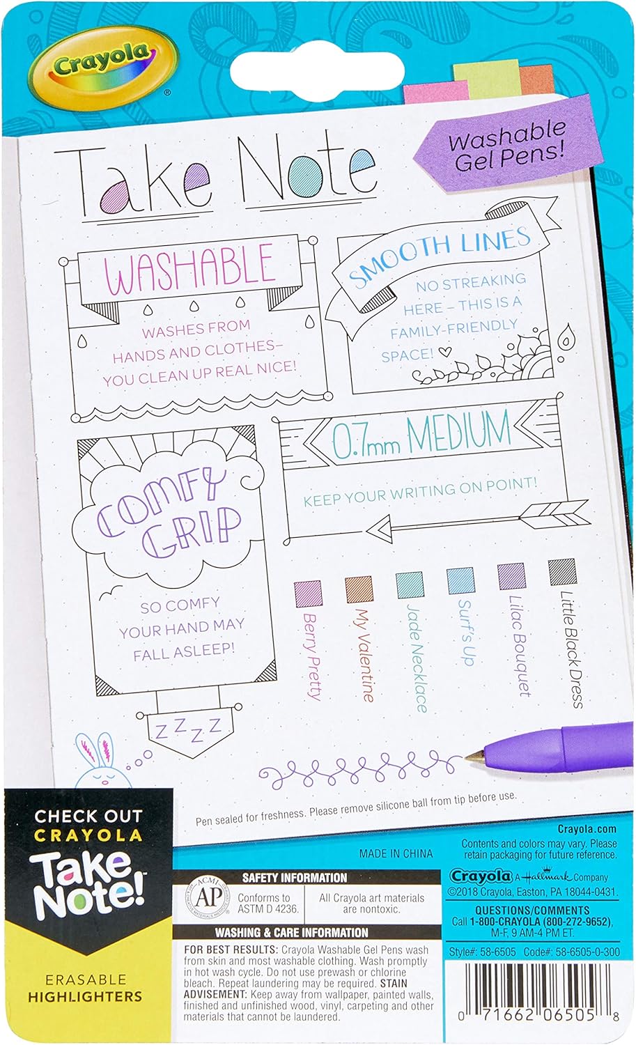 Amazon.com: Crayola Take Note! Washable Gel Pens 6/Pkg