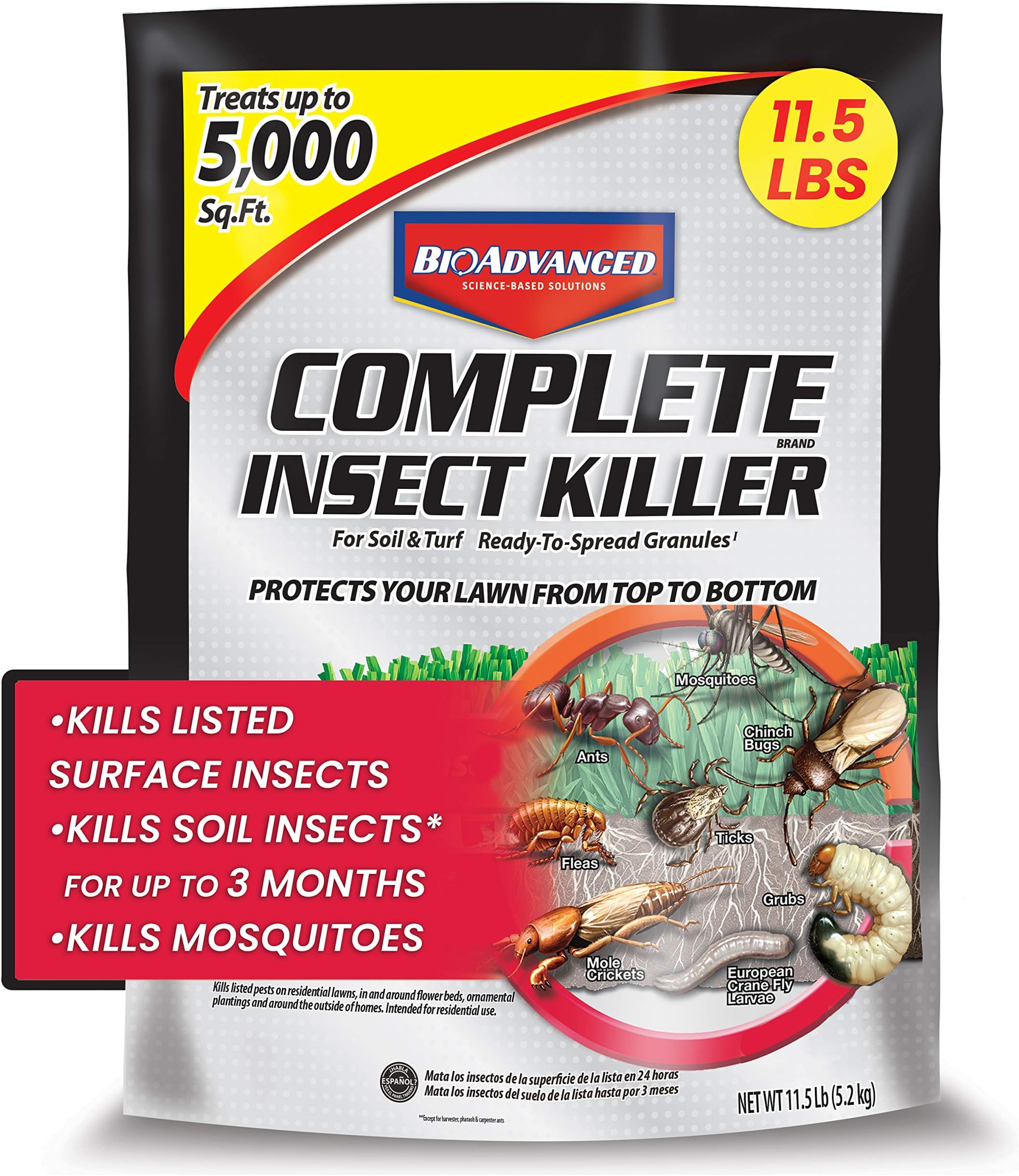 BioAdvanced Complete Brand Insect Killer for Soil and Turf I, Granules, 11.5 lb, Black, Outdoor Ant Killer