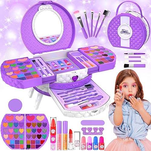 Miniatura 1 de Kit de maquillaje para niños, 66 piezas, juego de maquillaje lavable para niñas pequeñas, juego de cosméticos real, juego de maquillaje, juego de
