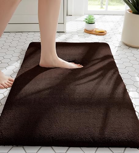 MINIDEAR Bathroom Rugs 24x17 Dark Brown Memory Foam Bath Mat