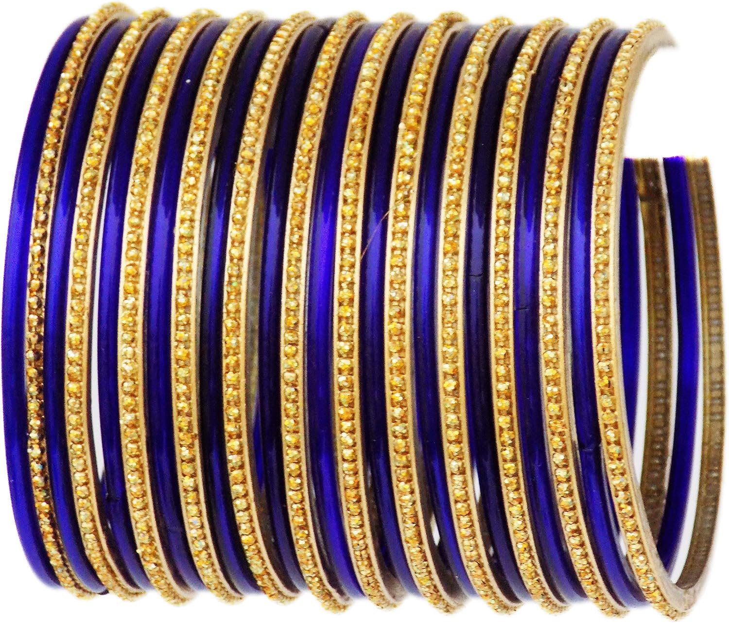 JD'Z COLLECTION Indian Glass Bangles Set For Women Glass Bangles Bracelets,Wedding Wear Costume Bangles Glass Bangles Set of 24 Bangles (Blue, 2.6)