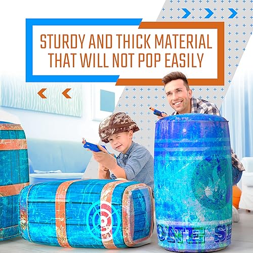 Miniatura 6 de Skywin Castillo inflable paquete de 2 + obstáculos (azul) para Play Wars, compatible con juegos de etiquetas láser, Blaster Wars, juguetes de