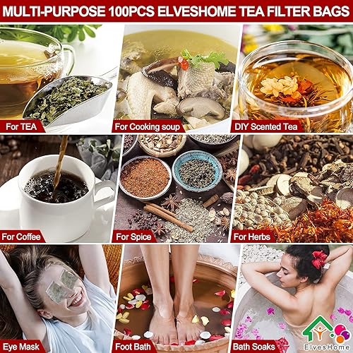 Miniatura 2 de Paquete de 50 bolsas de filtro de té, bolsas de filtro de té para té suelto, bolsa de té de algodón con cordón reutilizable, bolsa de filtro de té