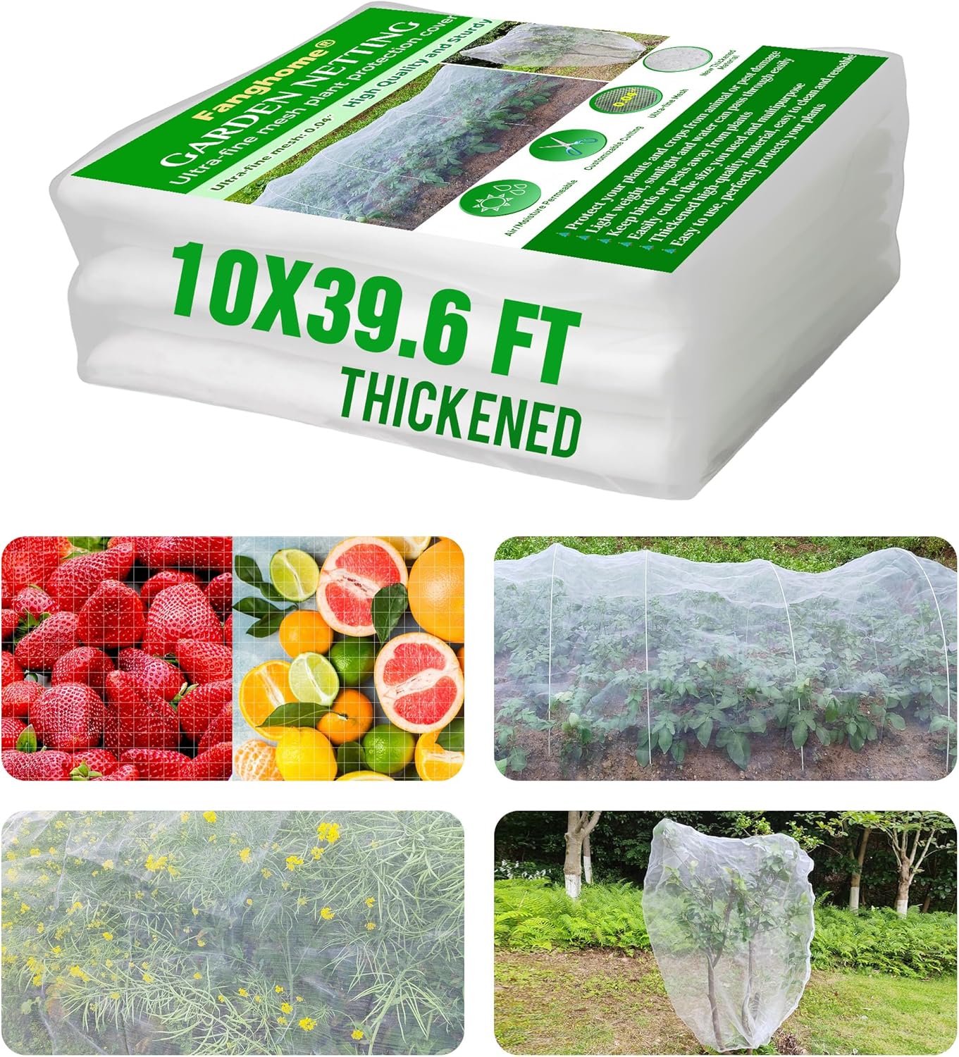 Garden Netting,10x39.6 FT Thickened Mesh Netting for Raised Beds,Insect Netting for