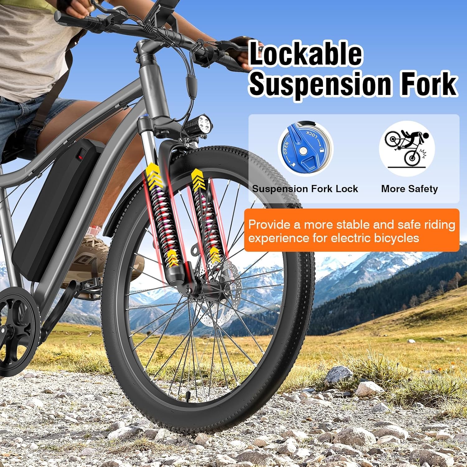 Electric Bike for Adults, 26" Commuter Ebikes with 7-Speed Gears, 25MPH Lightweight E Bike, 720W Peak Motor, 375Wh Removable Battery, 50 Miles Range, Electric Mountain Bicycle for All Terrain