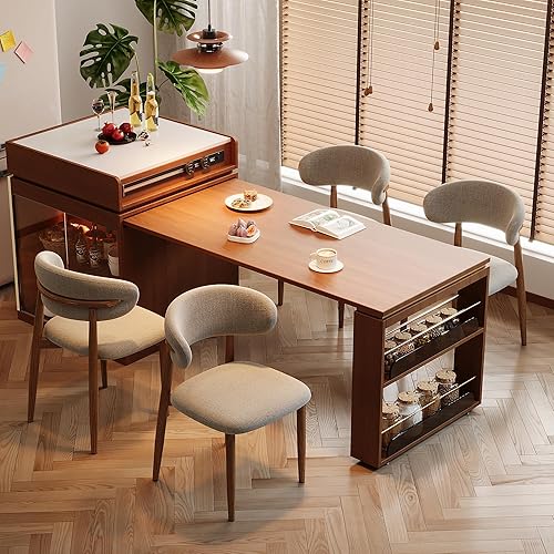 Miniatura 2 de Juego de 2 sillas de comedor para cocina, mesa de comedor de mediados de siglo, modernas sillas de comedor tapizadas de lino con patas de metal,