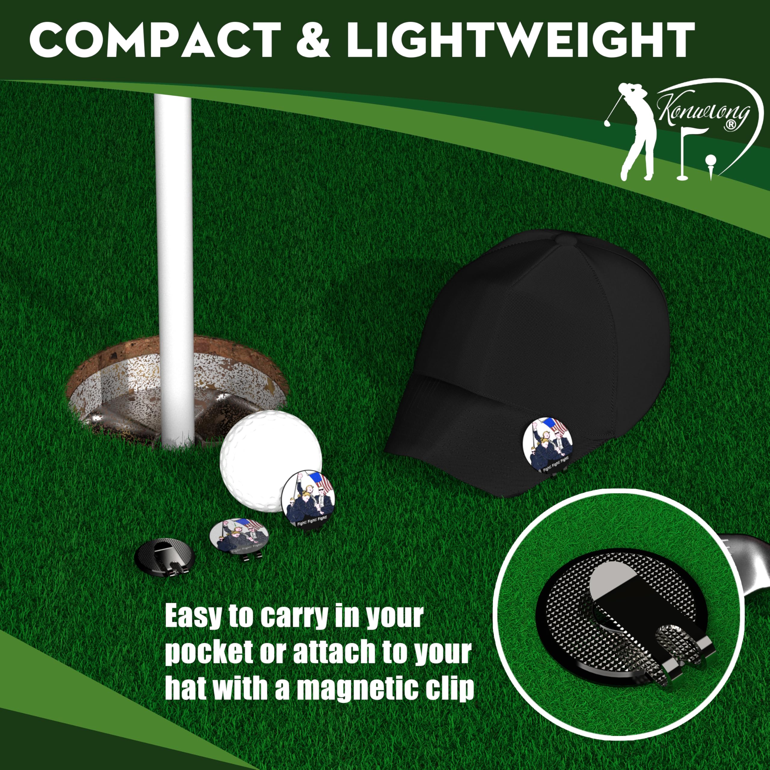 Divertido marcador de pelota de golf magnético con clip para sombrero de Putting Green | Accesorios de golf geniales para hombres y mujeres únicos | Regalos personalizados para golfistas