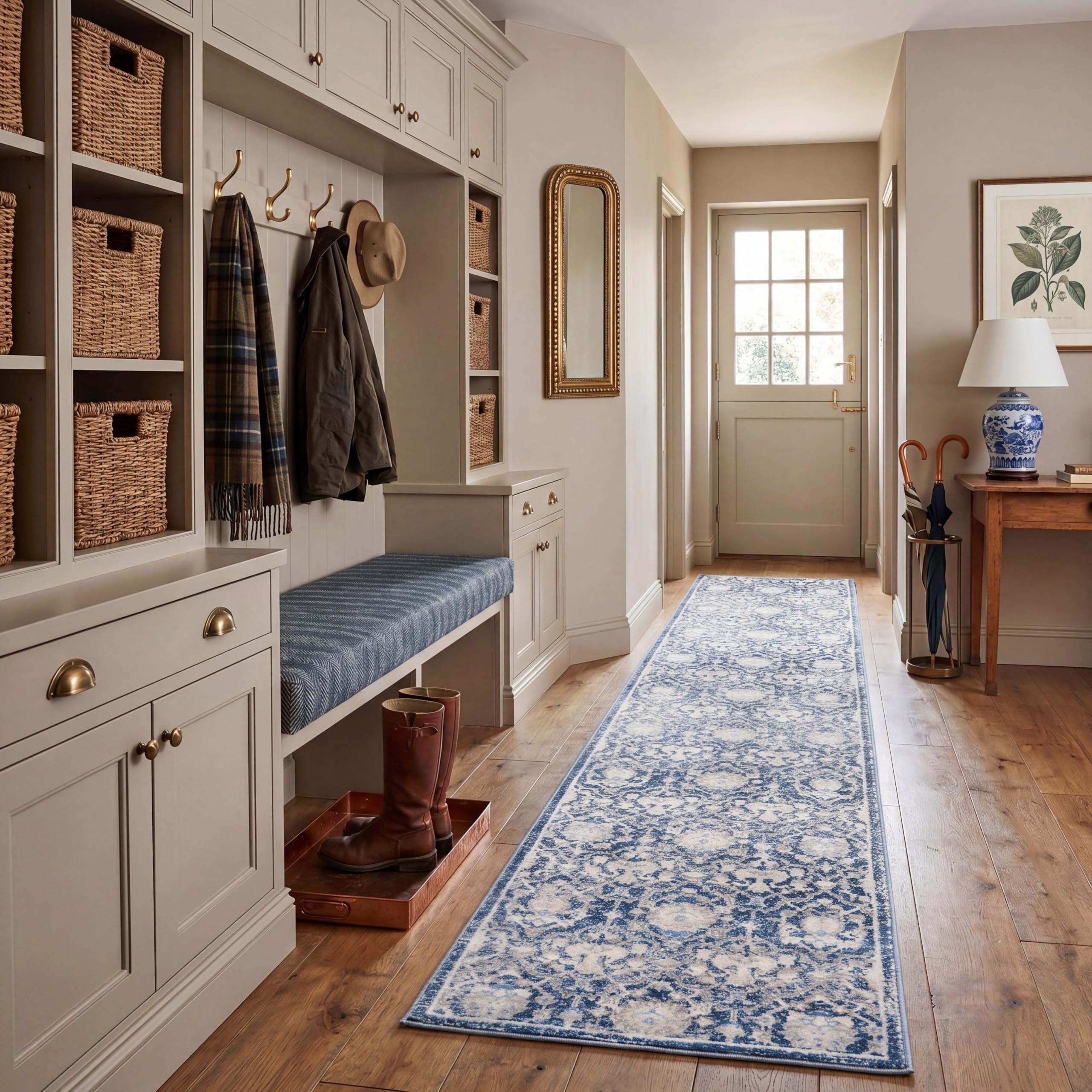 Tapis traditionnel Safavieh Brentwood bleu marine et crème doux