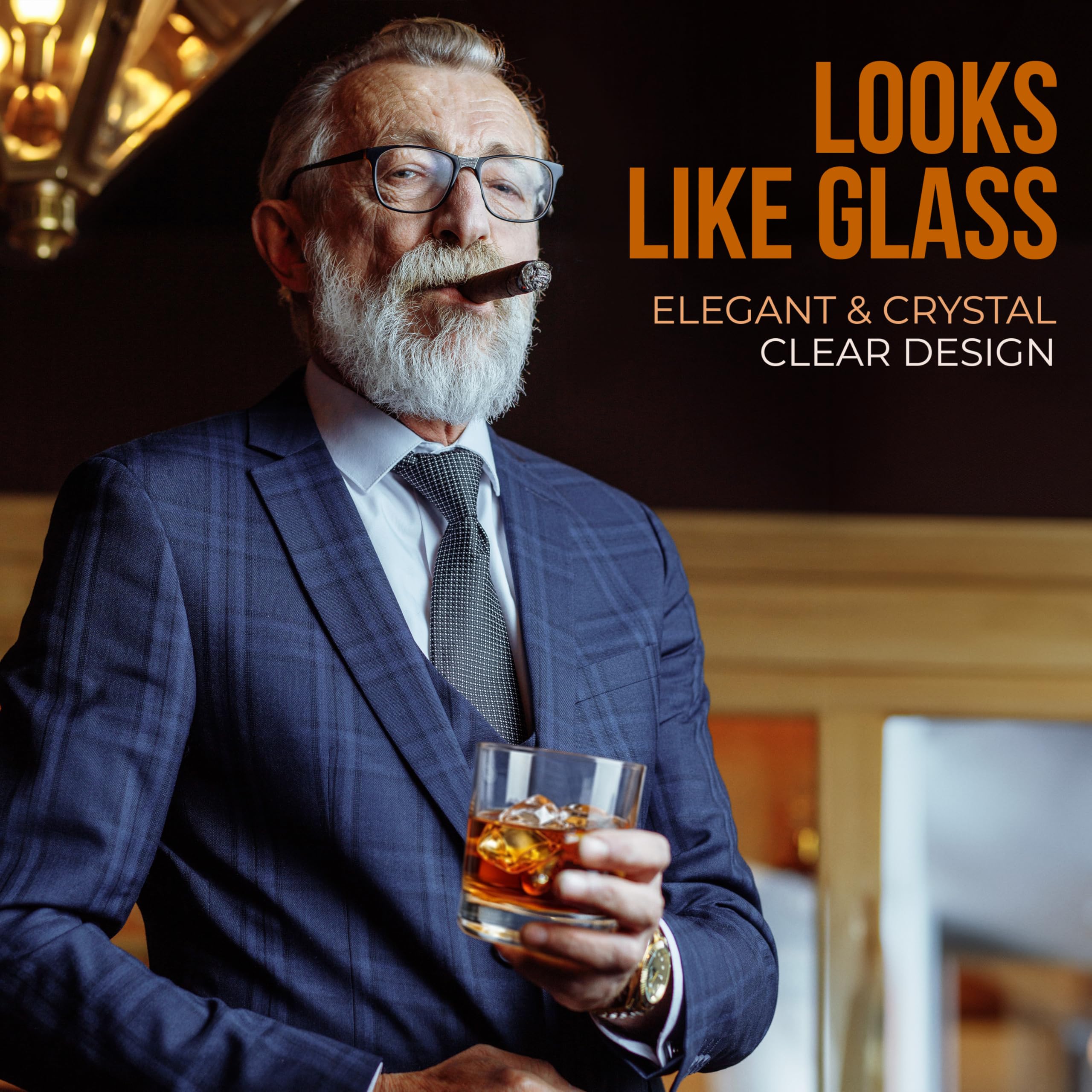 Verres à whisky incassables – 354oz Tritan en plastique incassable avec verres à cocktails classiques pour Scotch, Bourbon et Highballs – Sans BPA et passe au lave-vaisselle (lot de 8)