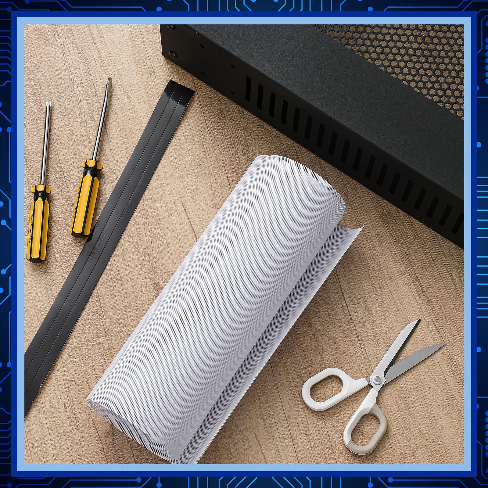 Woanger 2 Stück 1000 x 300 mm DIY PC Gehäuse Staubfilter PC Lüfter Mesh Filter Lüftungsgitter Abdeckungen PVC Staubdichte Abdeckung mit Magnetaufkleber für Computer Chassis Lautsprecher und mehr, 0,03