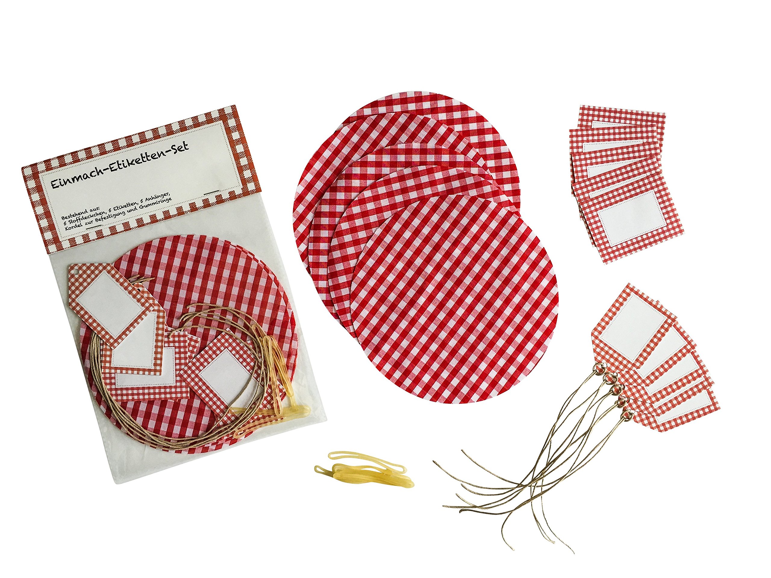 Juego de etiquetas para tarros con tapas, rojo (juego de 5)