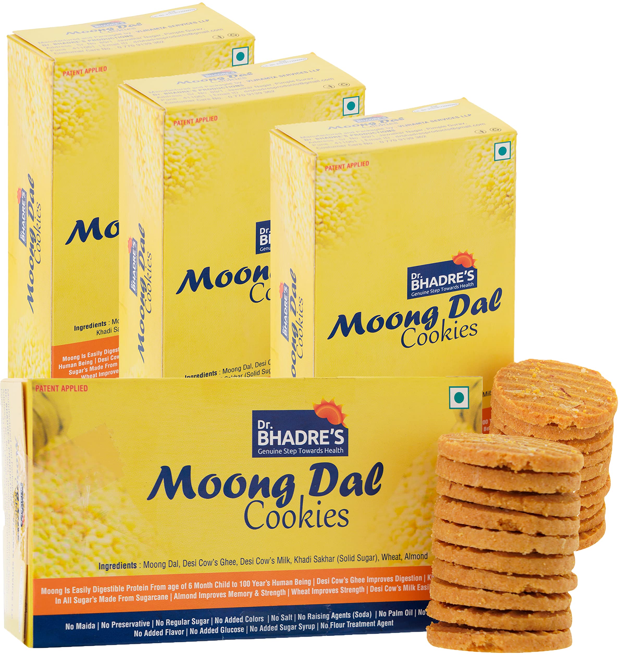 DR.BHADRES Handmade Moong Dal Cookies 1200 gm (Pack of 4, 300 gm X 4) | Dry Fruits Cookies | cookies biscuits combo pack | cookies biscuits (B0845V9JMT) Amazon Price History, Amazon Price Tracker