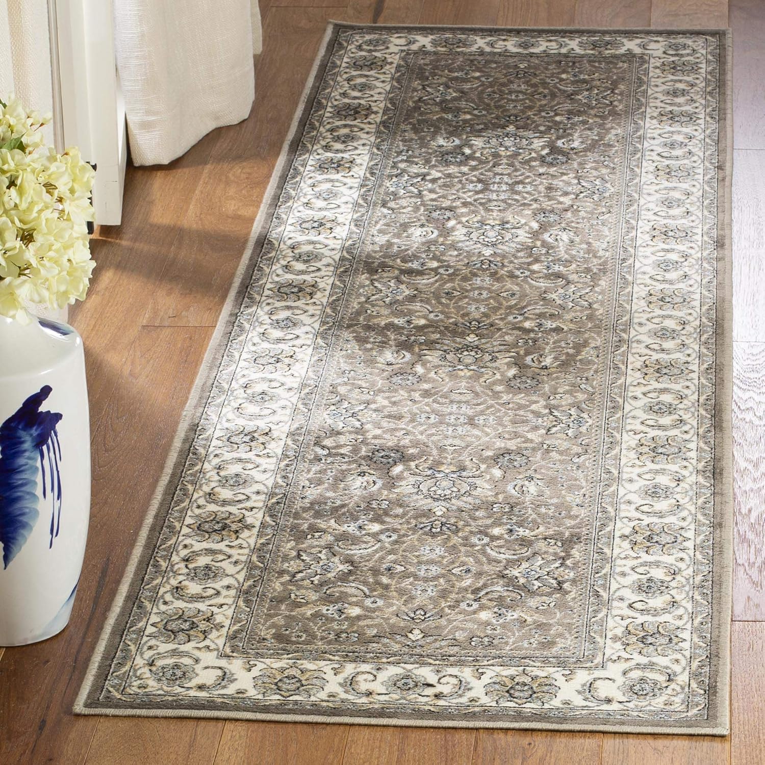 SAFAVIEH Atlas Collection Accent Rug - 2'2" x 3'7", Taupe & Blue, Traditional Oriental Viscose Design, Ideal for High Traffic Areas in Entryway, Living Room, Bedroom (ATL671E)