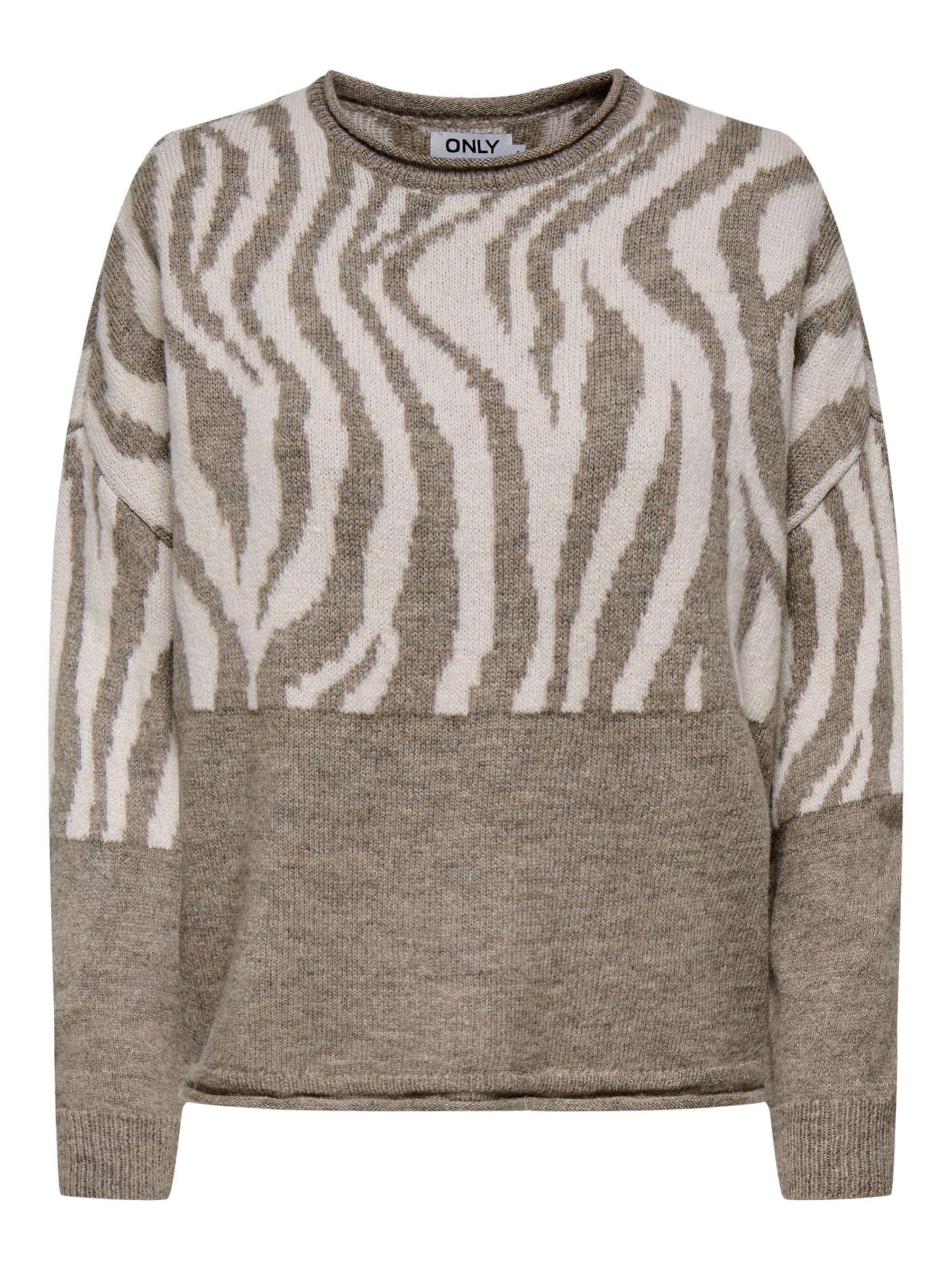 ONLY Damen Onljade Animal Ls O-Neck KNT Noos