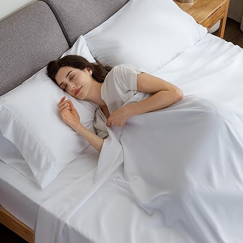 Miniatura 3 de Berkshire - Juego de sábanas de tamaño individual, juego de 3 piezas, color blanco verdadero, sábanas refrescantes de microfibra súper suave con