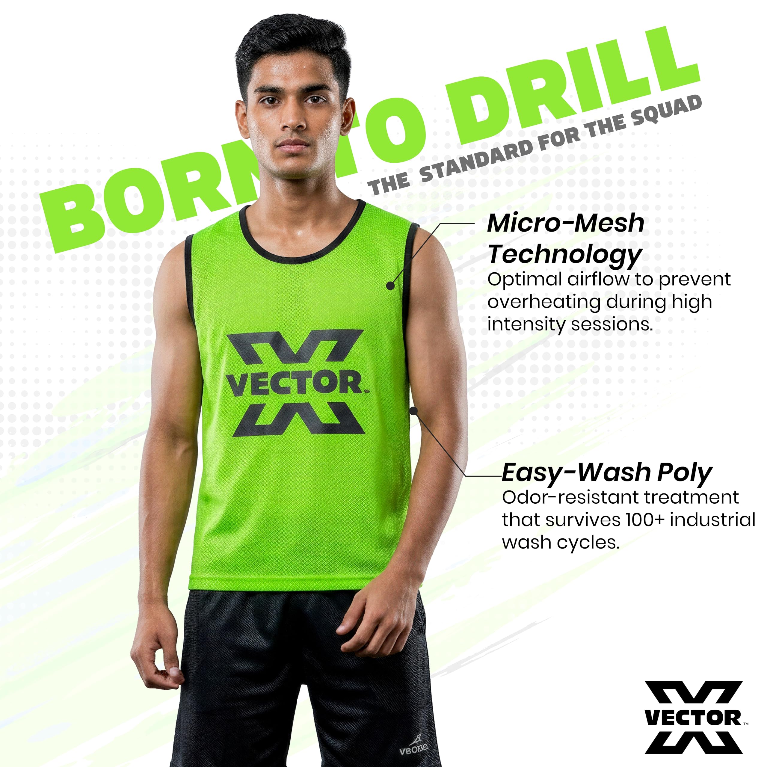Vector X Training Bibs for Football Soccer Basketball Volleyball for Track and Field Play (S, Green, 1) 2