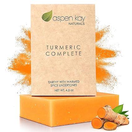 Turmeric Soap for Face & Body - With Organic Shea Butter, Chamomile & Calendula - Gentle Turmeric Face Wash, All Skin Types, Made in USA 4.5 oz Bar