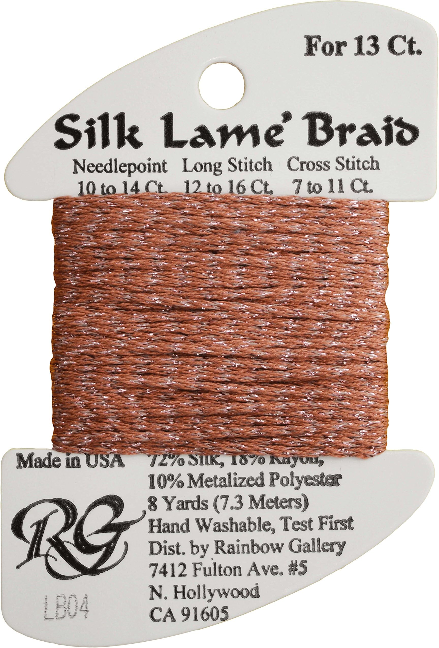 Rainbow Gallery Silk Lame Braid Metallic Needlepoint Thread Pinks, Antique Rose - LB04