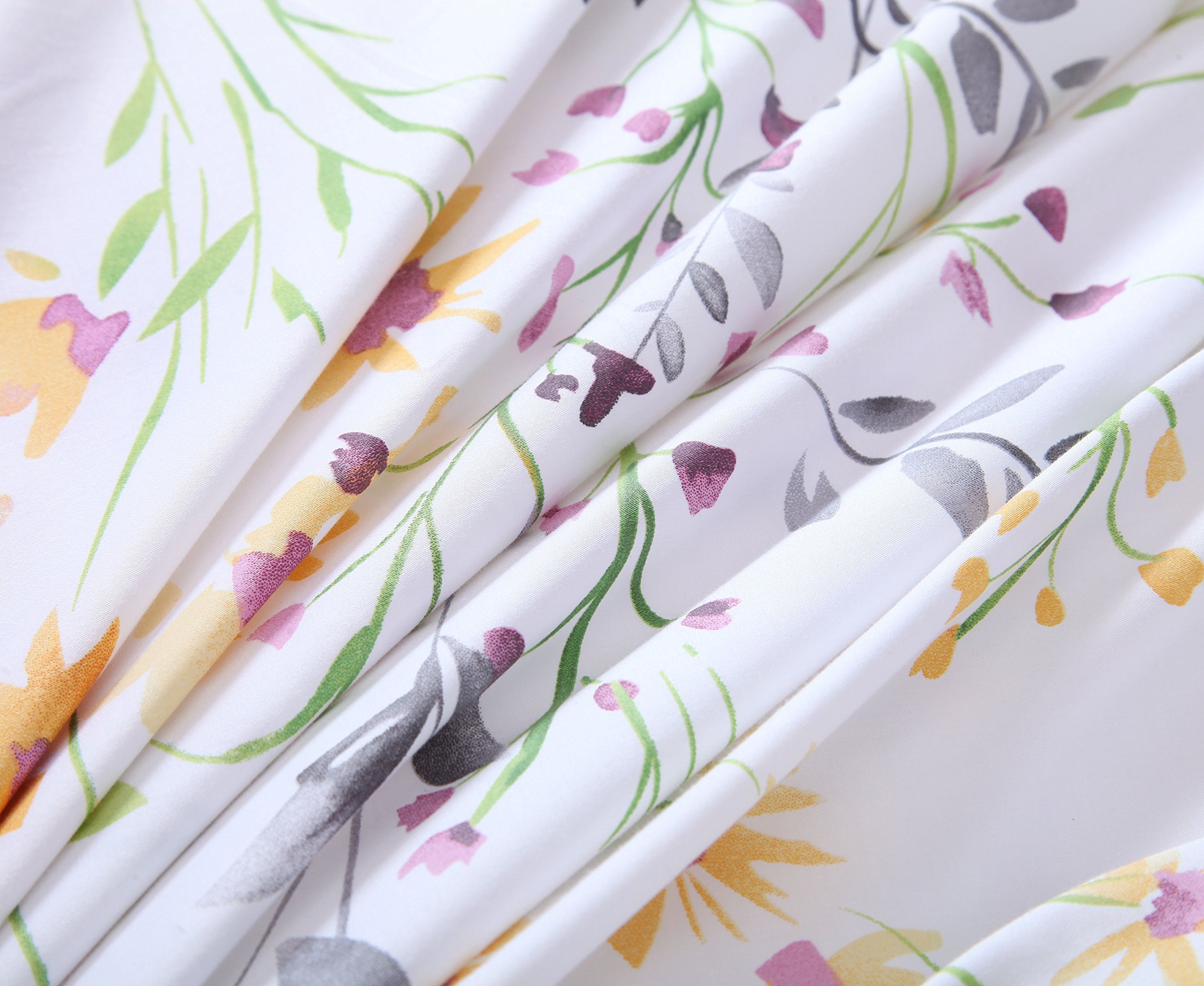 USTIDE King Size Multicolour Floral Bedding Set - 100% Cotton 3-Piece Duvet Cover with Pillowcases, Colorful - Image 4