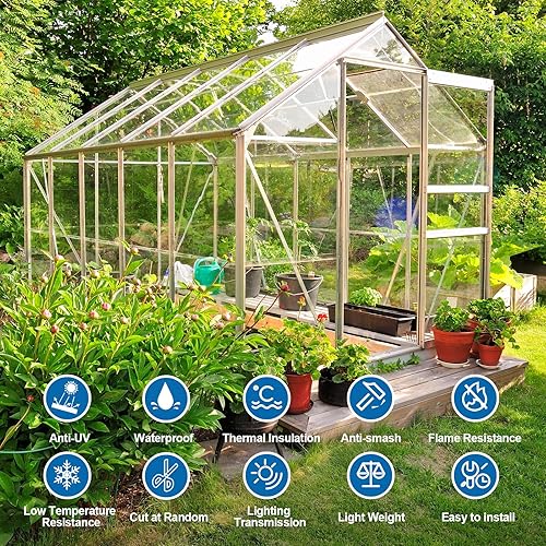 Miniatura 2 de Paneles de policarbonato para invernadero, paquete de 14 hojas de pared doble de 0.157 in, 4 pies de ancho x 2 pies de largo x 0.16 pulgadas,