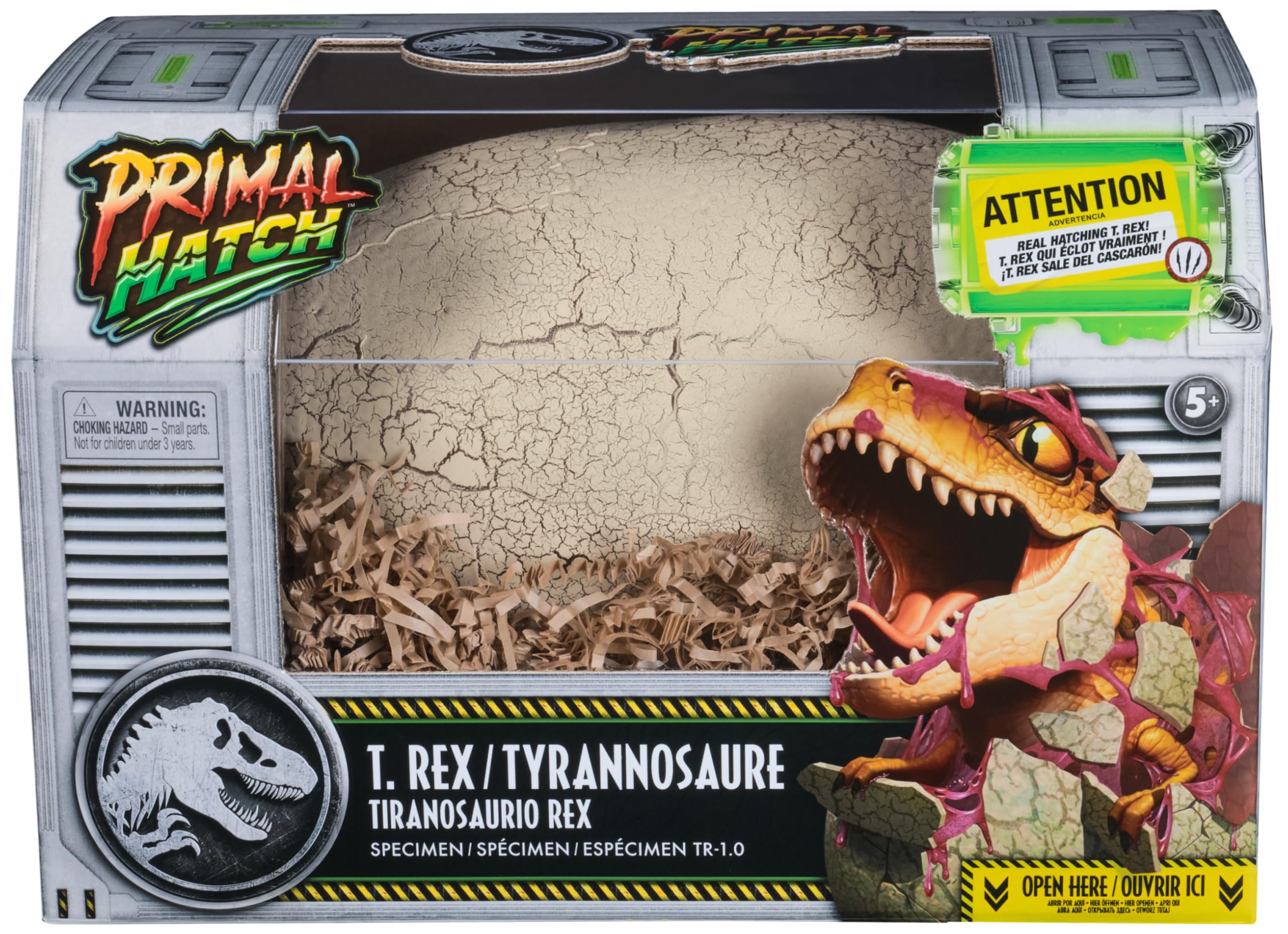 Primal Hatch – Jurassic World T-Rex im Ei, über 100 Soundeffekte und Reaktionen, interaktives Spielzeug für Kinder ab 5 Jahren