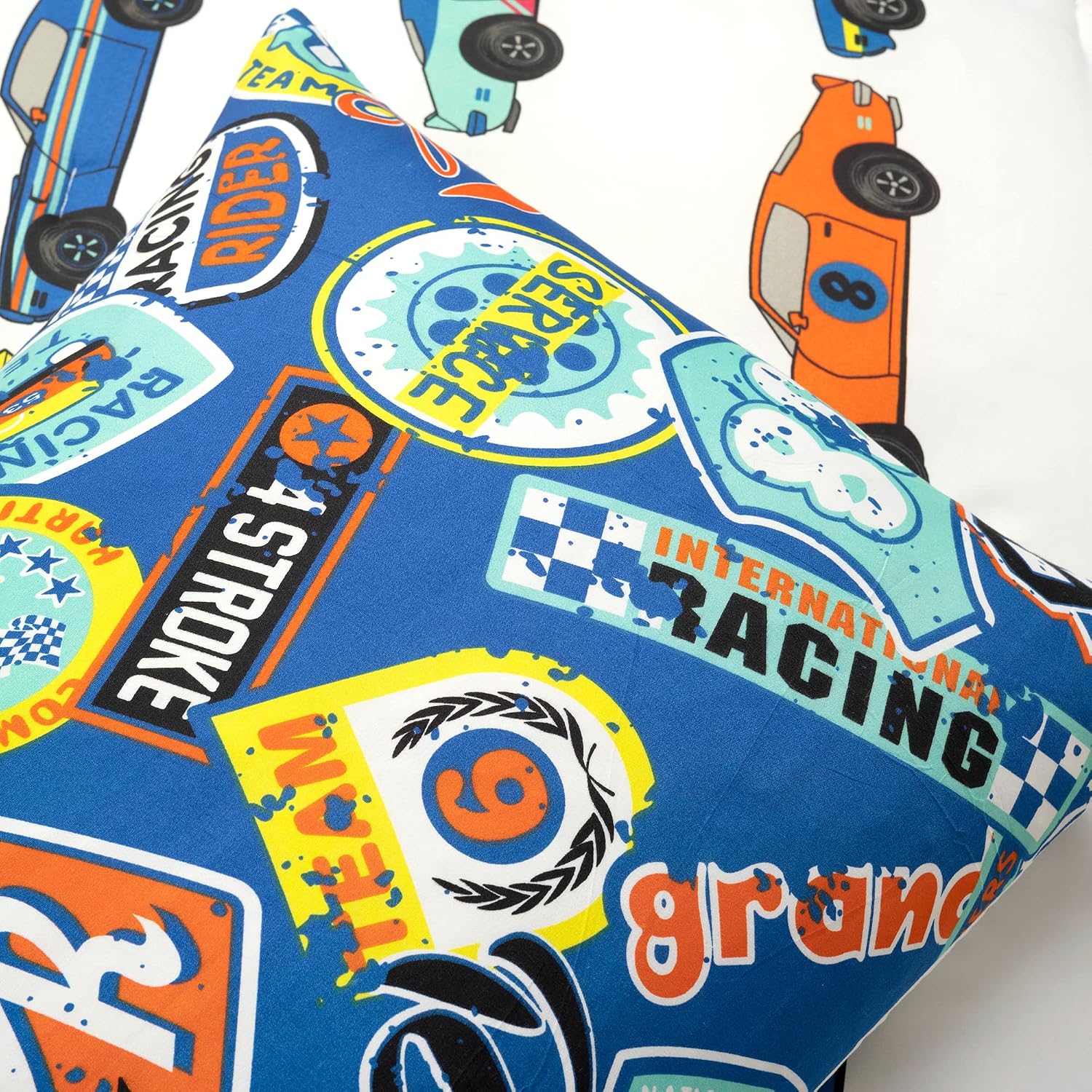 Lush Decor Race Cars Reversible Oversized With Printed Sheet 5 Piece Comforter Set, Twin, Multi